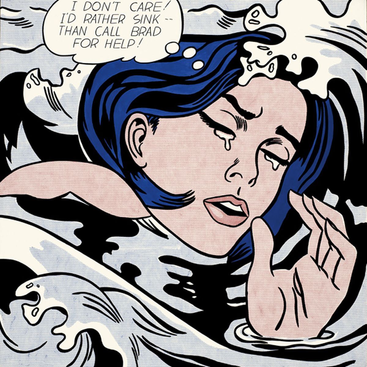 pop art lichetnstein blauw vrouw
